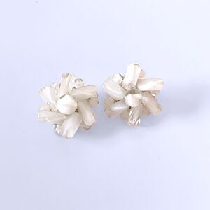 Vintage Milky Glass Beaded Clip Earrings